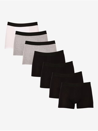Sada sedmi pánských boxerek v černé, šedé a bílé barvě Nedeto 