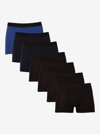 Sada sedmi pánských boxerek v černé a modré barvě Nedeto 