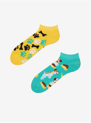 Tyrkysovo-žluté pánské veselé ponožky Dedoles Šťastný pes