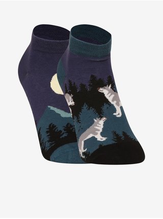 Černo-modré unisex veselé ponožky Dedoles Vlk za úplňku