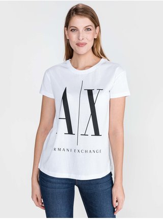 Tričká s krátkym rukávom pre ženy Armani Exchange - biela