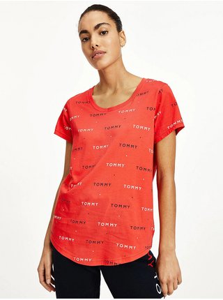 Tommy Hilfiger červené dámske tričko s nápismi SS Tee Print
