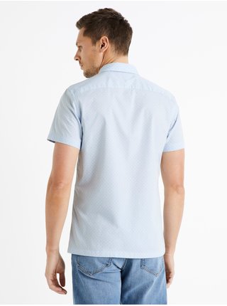 Světle modrá pánská slim fit košile s krátkým rukávem Celio Caopmc 