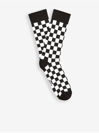 Bílo-černé pánské kostkované ponožky Celio Disodam 