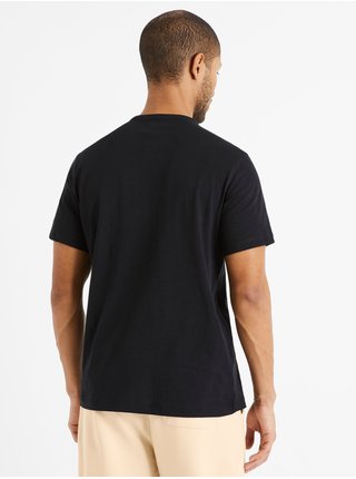 Černé pánské basic tričko s knoflíky Celio Dehenley 