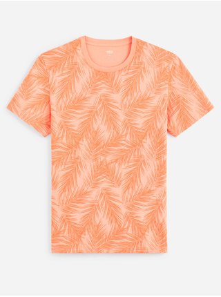 Oranžové pánské vzorované tričko Celio Derapido 