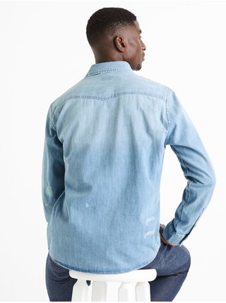 Světle modrá pánská džínová košile Celio Dastroy 