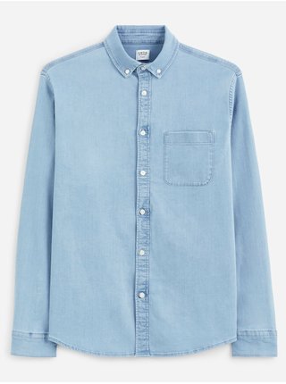 Světle modrá pánská džínová košile Celio Cadeni 