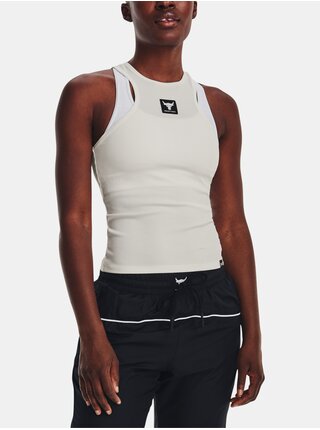 Bílé dámské sportovní tílko Under Armour Project Rock Rib Tank