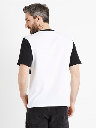 Bílo-černé pánské bavlněné tričko Celio Demolly 