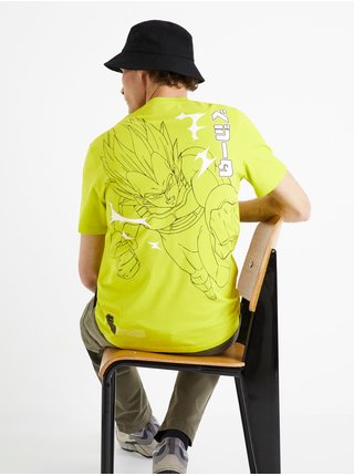 Neonově žluté pánské tričko Celio Dragon Ball Z 
