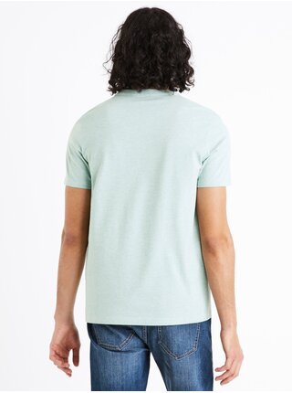 Světle tyrkysové pánské basic tričko s knoflíky Celio Henley Cegeti 