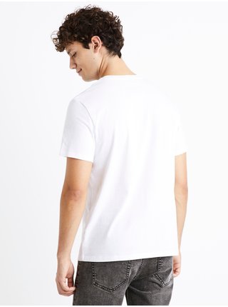 Bílé pánské tričko s potiskem Celio Debreaki 