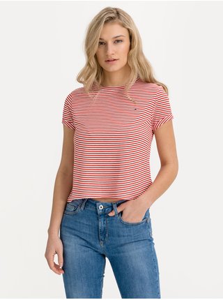 Tričká s krátkym rukávom pre ženy Tommy Jeans - červená, biela