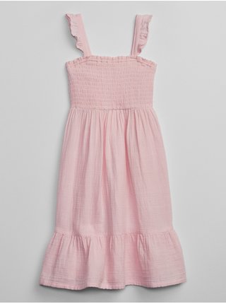 Růžové holčičí midi šaty s volánem GAP