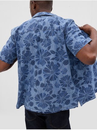Modrá pánská květovaná košile s krátkým rukávem GAP