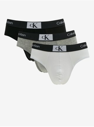 Sada tří pánských slipů v černé, bílé a šedé barvě Calvin Klein Underwear