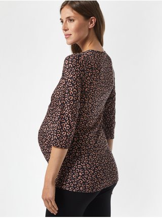 Hnědé vzorované těhotenské tričko Dorothy Perkins Maternity