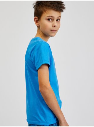 Modré chlapčenské bavlnené tričko s potlačou SAM73 Pyrop