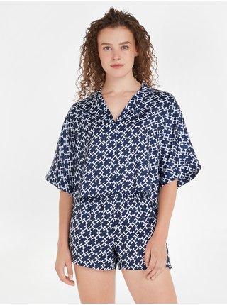 Tmavě modré dámské vzorované pyžamo Tommy Hilfiger Underwear