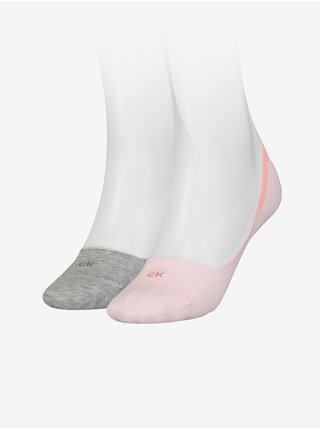 Sada dvou párů dámských ponožek v šedé a růžové barvě Calvin Klein