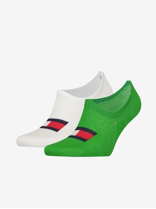 Sada dvou párů ponožek v bílé a zelené barvě Tommy Hilfiger Underwear
