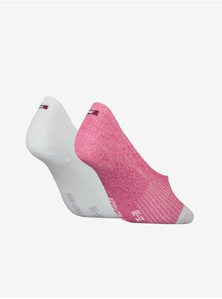 Súprava dvoch párov dámskych ponožiek v bielej a ružovej farbe Tommy Hilfiger