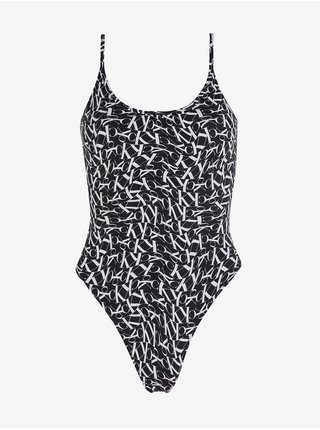 Černé dámské jednodílné vzorované plavky Calvin Klein Underwear