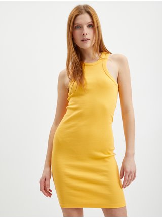 Žluté dámské pouzdrové basic šaty Noisy May Maya