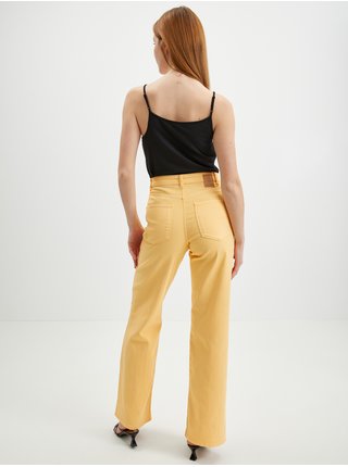 Žluté dámské široké džíny Pieces Peggy