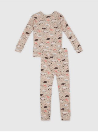 Svetlohnedé chlapčenské pyžamo s motívom dinosaurov GAP