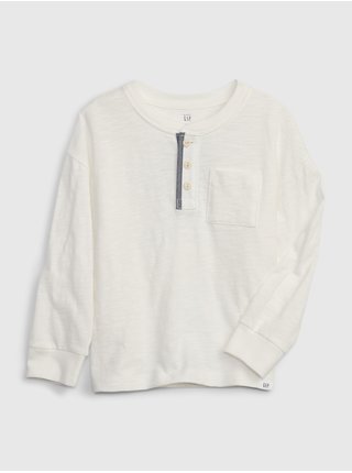 Bílé klučičí bavlněné tričko s kapsičkou GAP