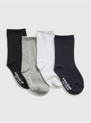 Sada štyroch párov detských ponožiek v čiernej, šedej, bielej a tmavomodrej farbe GAP