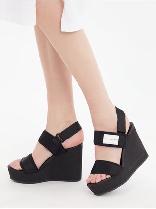 Černé dámské sandály na klínku Calvin Klein Jeans