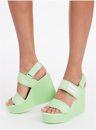Světle zelené dámské sandály na klínku Calvin Klein Jeans
