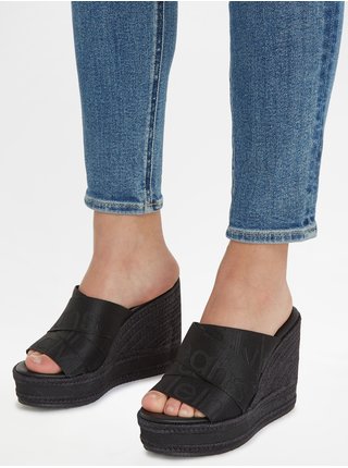 Černé dámské pantofle na klínku Calvin Klein Jeans