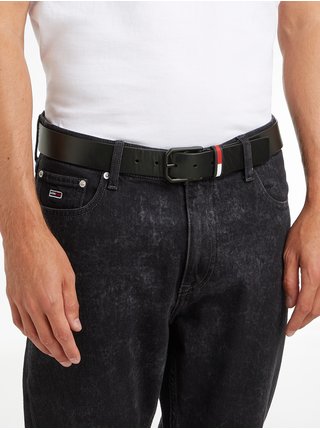 Černý pánský kožený pásek Tommy Jeans