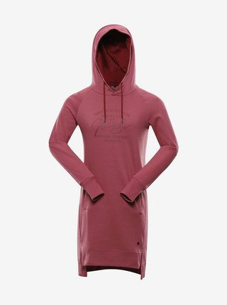 Starorůžové dámské mikinové šaty s kapucí ALPINE PRO ANAHA 