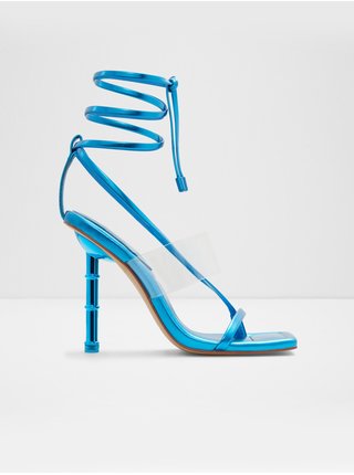 Modré dámské lesklé sandály na vysokém podpatku ALDO Elektra 