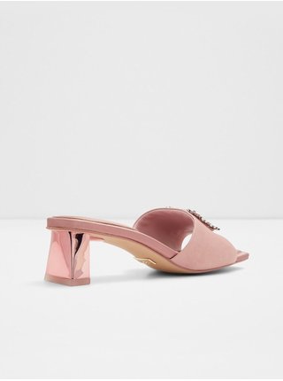 Růžové dámské pantofle na nízkém podpatku ALDO Solitairo 