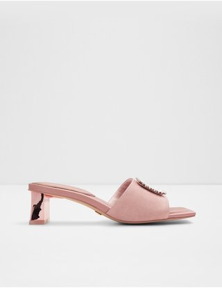 Růžové dámské pantofle na nízkém podpatku ALDO Solitairo 