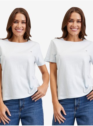 Súprava dvoch dámskych tričiek v bielej a svetlo modrej farbe Tommy Jeans