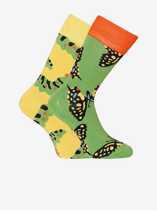 Sada tří párů unisex vzorovaných ponožek v zelené, růžové a žluté barvě Dedoles