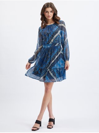 Tmavě modré dámské vzorované šaty ORSAY