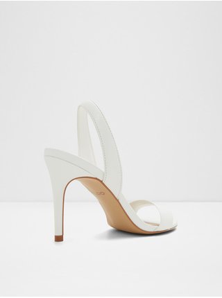 Bílé dámské kožené sandály na vysokém podpatku ALDO Pemela