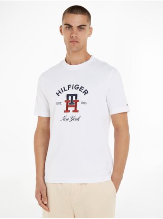 Biele pánske tričko Tommy Hilfiger Curved Monogram Tee