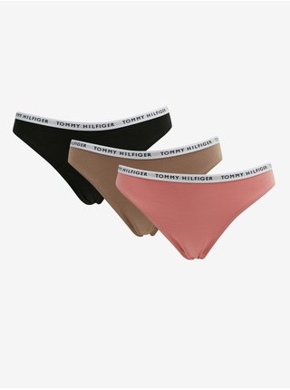 Sada tří dámských kalhotek v růžové, hnědé a černé barvě Tommy Hilfiger Underwear