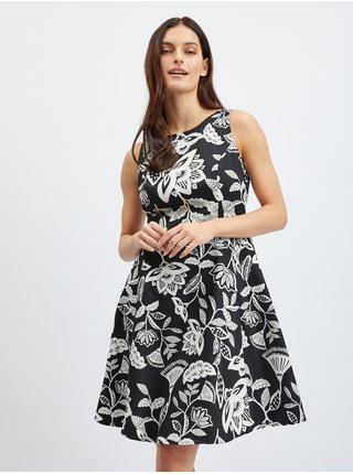 Bílo-černé dámské květované šaty ORSAY 