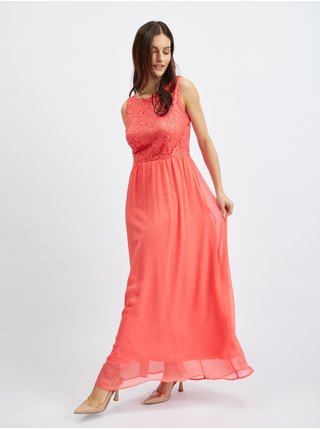 Růžové dámské krajkované maxi šaty ORSAY 