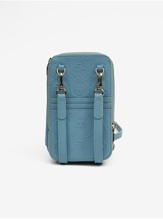 Modré dámské vzorované pouzdro na telefon Guess Double Phone Pouch